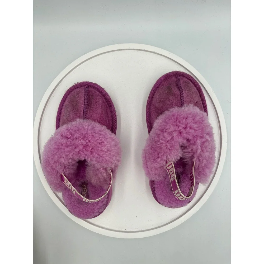 UGG Kids Fluff Yeah Slide Rock Rose Pink Sheepskin Slippers 1130330 Size 10T